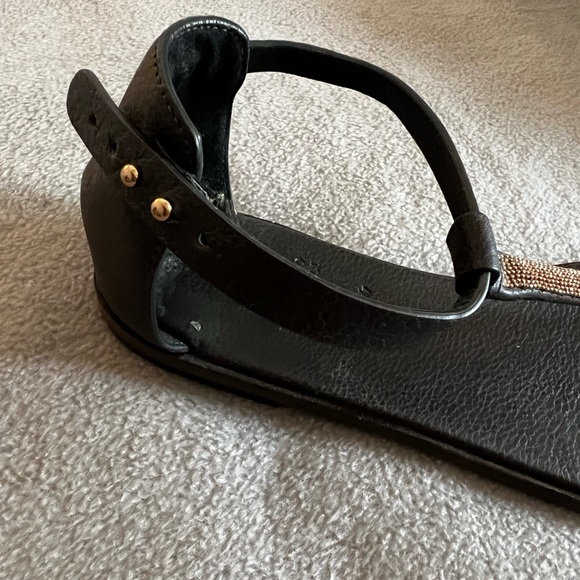 Brunello Cucinelli sandals, size 38, navy with rose gold color signature Monilli - Picture 5 of 7